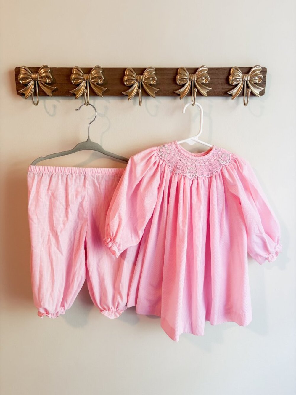 Chabre size 9 month Pink Smocked Dress Toddler Outfit Cotton Two-Piece Set